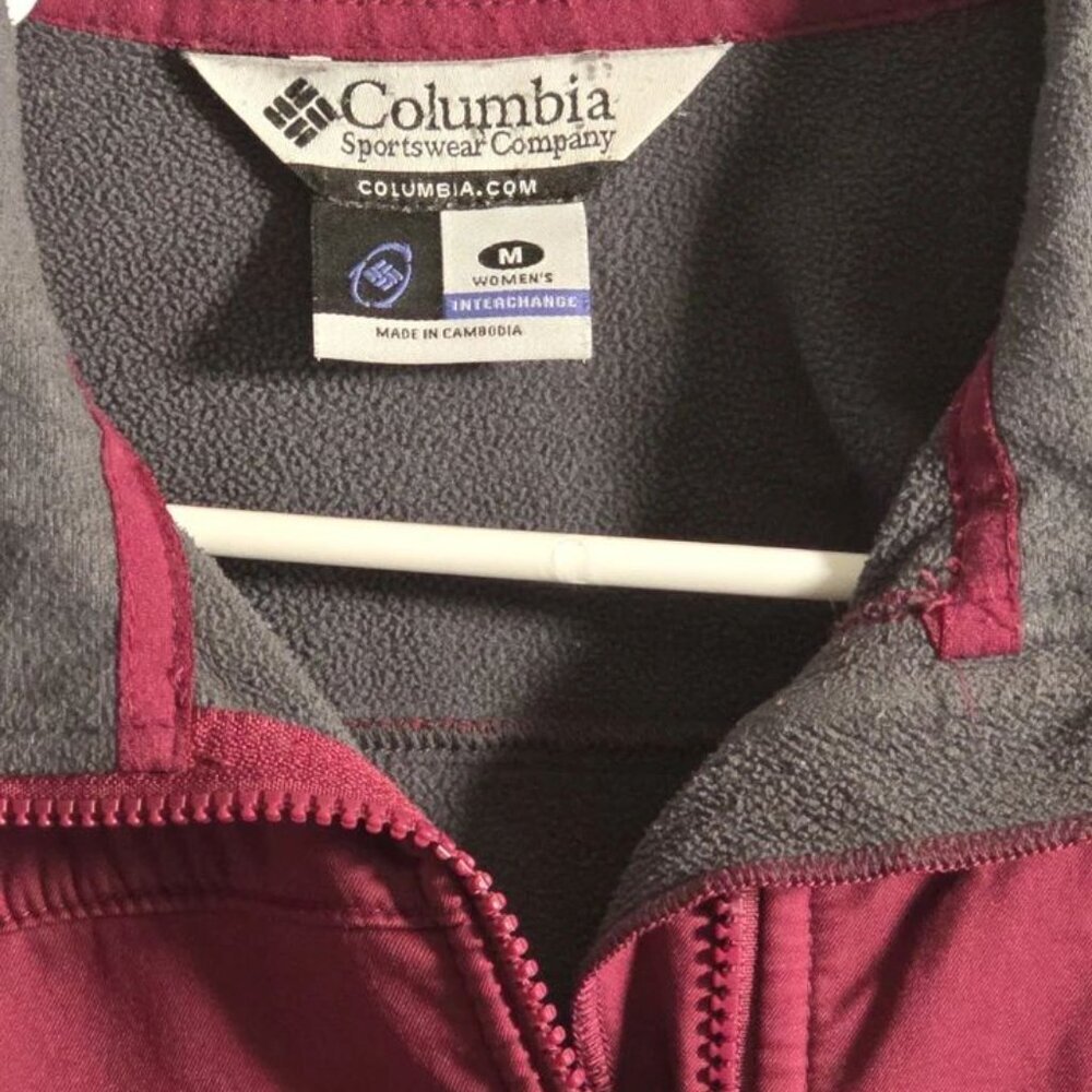 Columbia Women’s‎ Fleece Lined Jacket Medium Burgundy Full Zip Outdoor. 428 - Picture 2 of 8